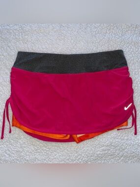 NIKE DRI-FIT ruched tennis golf skirt skort shorts gym workout athletic sports M